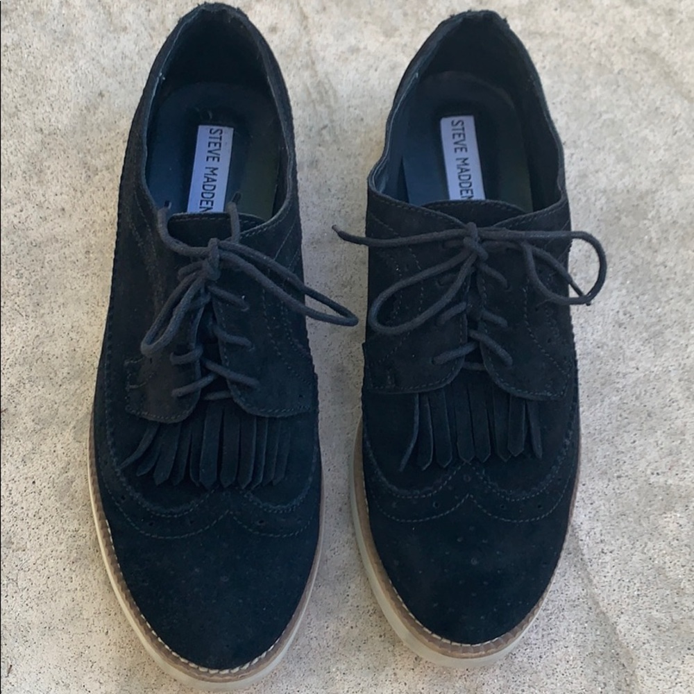💚Steve Madden Black Maarku Oxford Wingtip Size 10 - Picture 2 of 9